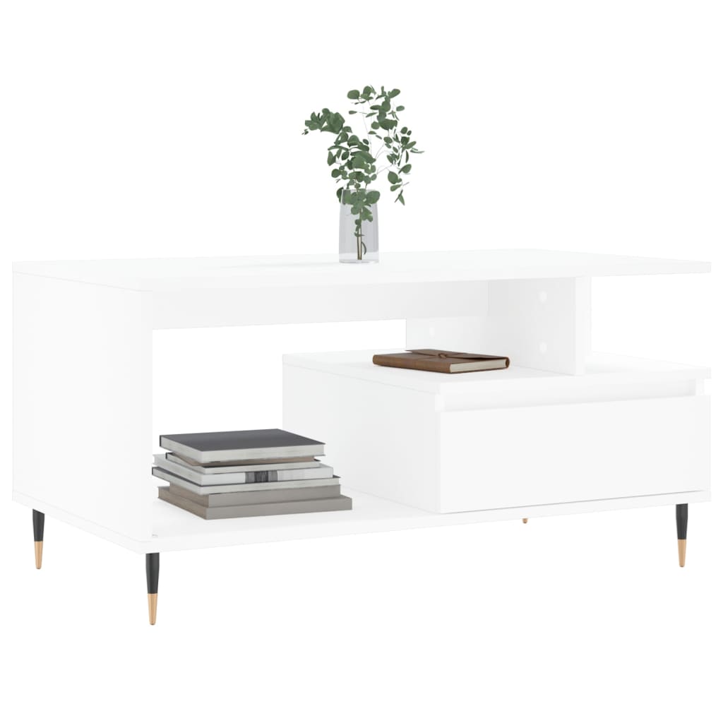 Salongbord Sofabord Hvit 90x49x45 cm