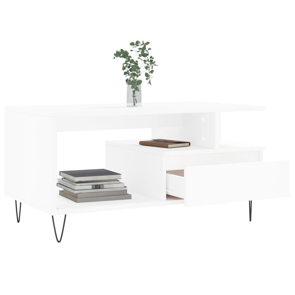 Salongbord Sofabord Hvit 90x49x45 cm