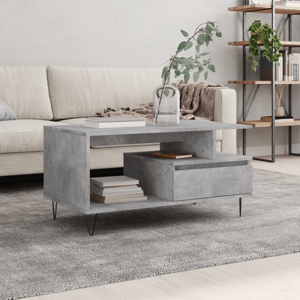 Salongbord Sofabord Betonggrå 90x49x45 cm