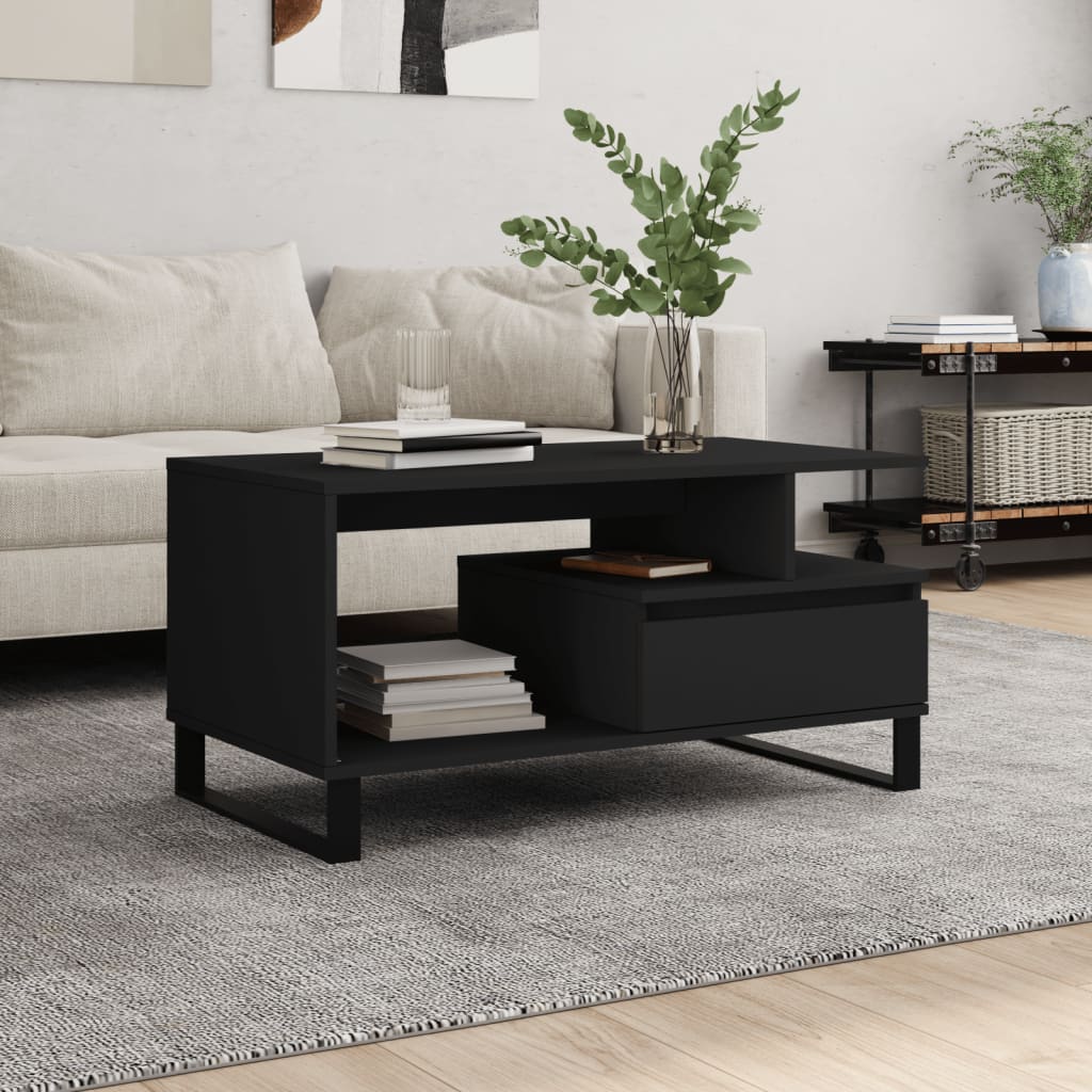 Salongbord Sofabord Svart 90x49x45 cm
