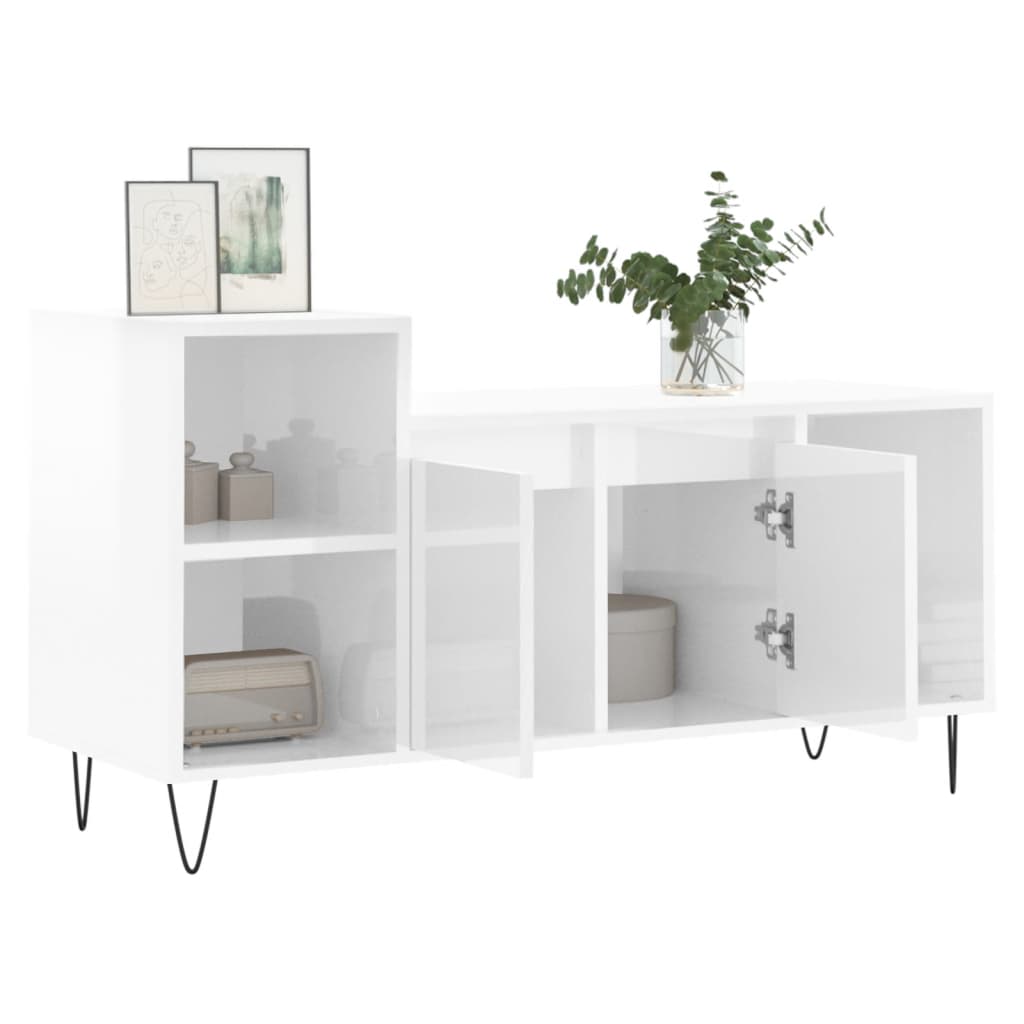 TV-Møbel Høyglans Hvit TV-benk 100x35x55 cm