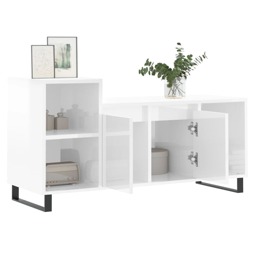 TV-Møbel Høyglans Hvit TV-benk 100x35x55 cm