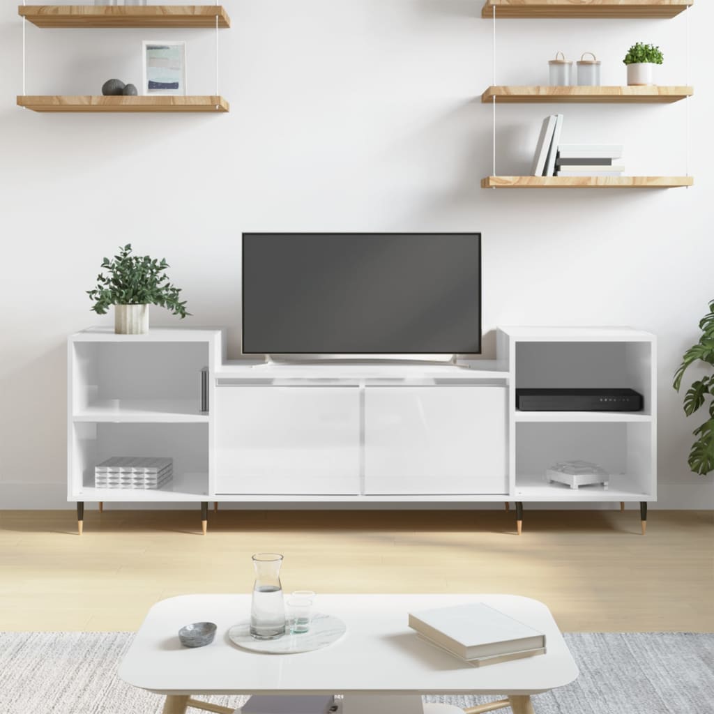 TV-Møbel Høyglans Hvit Tv-benk 160x35x55 cm