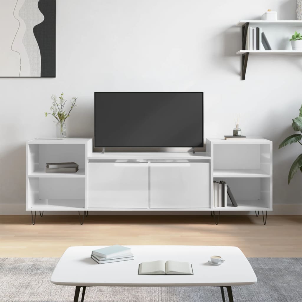 TV-Møbel Høyglans Hvit Tv-benk 160x35x55 cm