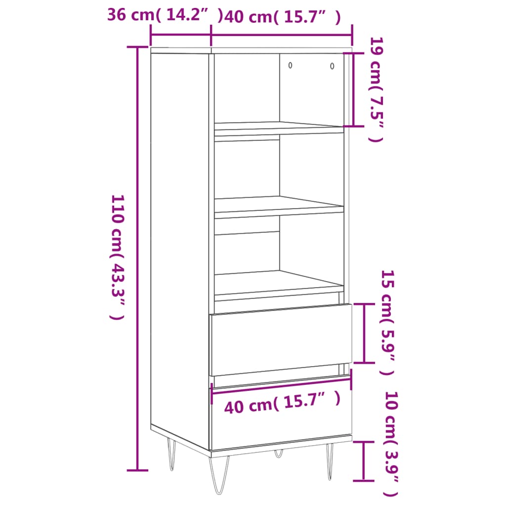 Skap Brun Eik 40x36x110 cm