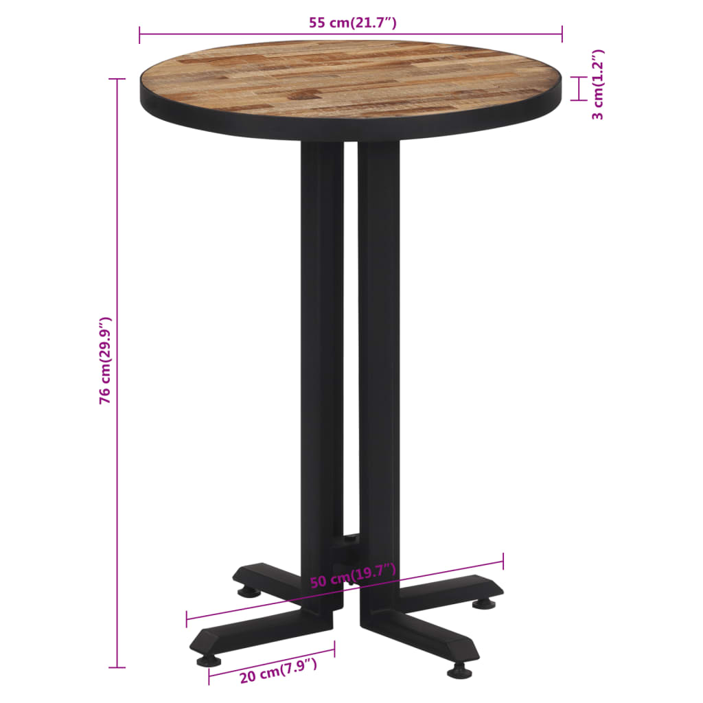 Hagebord Tre Cafébord Bistrobord rundt Ø55x76 cm gjenvunnet heltre