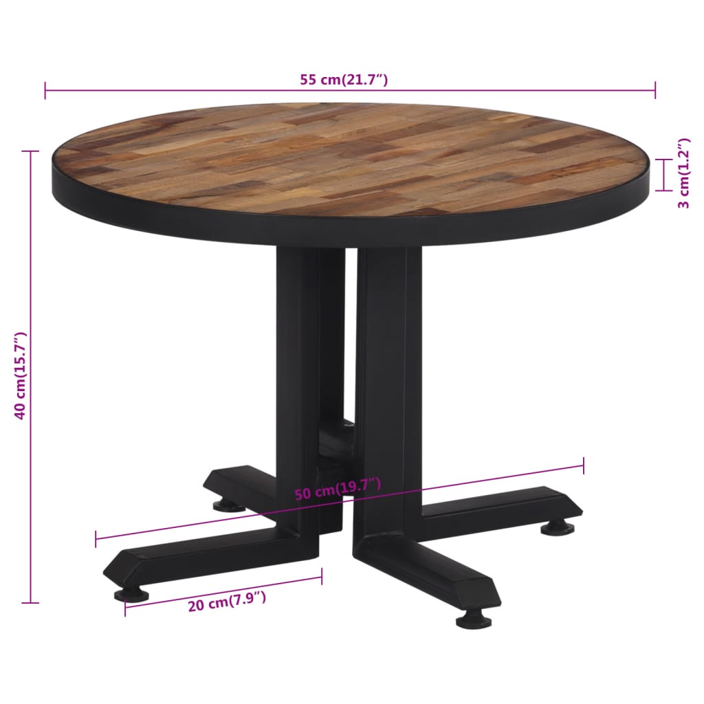 Barbord rundt Ø55x40 cm gjenvunnet heltre teak