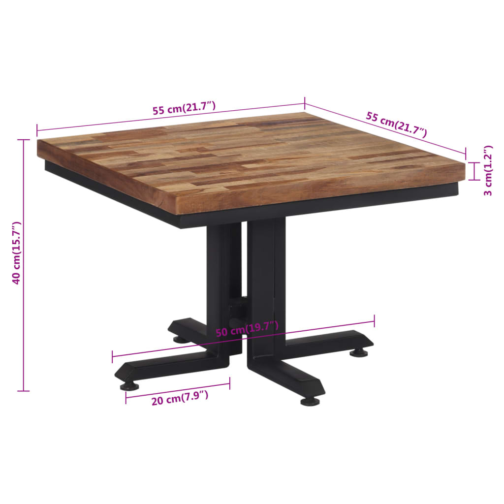 Barbord rundt 55x55x40 cm gjenvunnet heltre teak