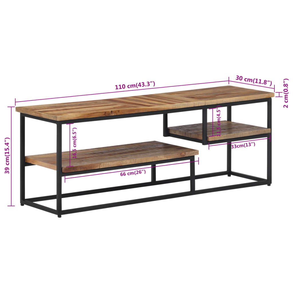 TV-Møbel Tre TV-benk gjenvunnet heltre 110x30x39 cm teak