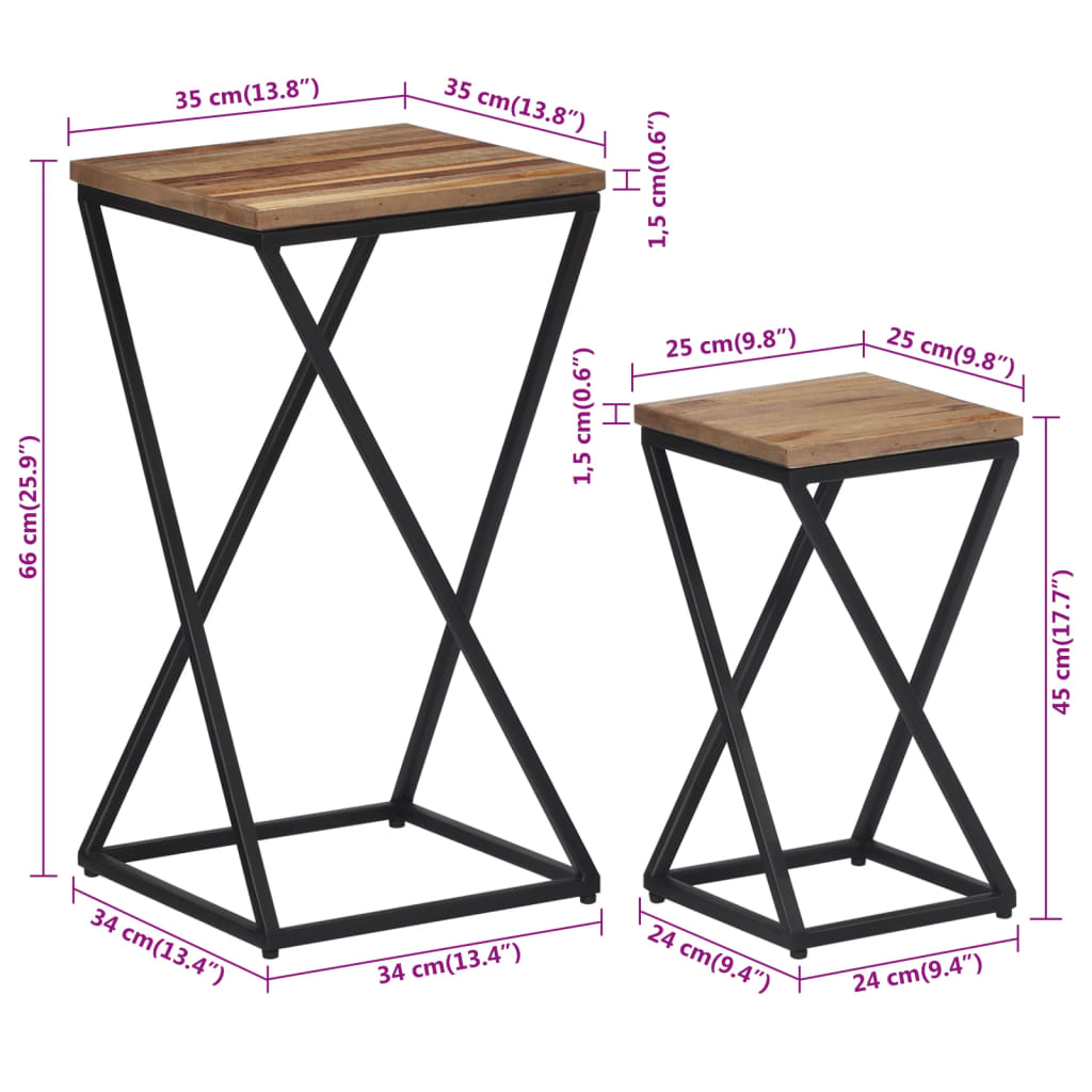 Sidebord Tre 2 stk gjenvunnet heltre teak