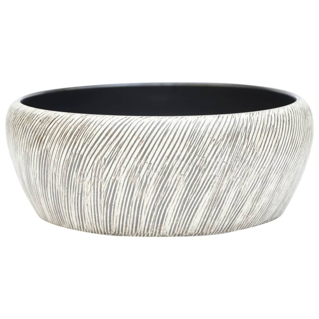 Benkeservant svart og grå rund Φ41x14 cm keramikk