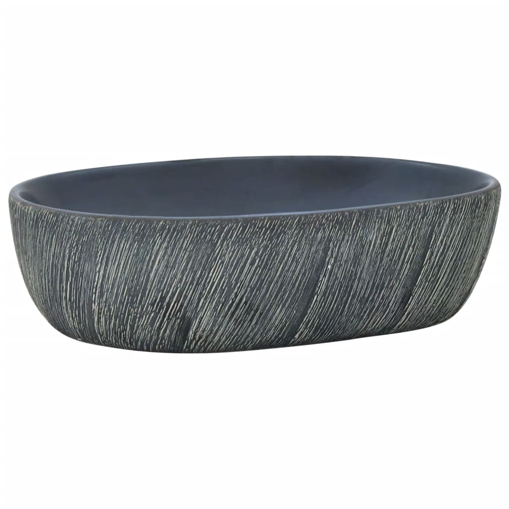 Baderomsvask Svart og Grå oval 47x33x13 cm keramikk