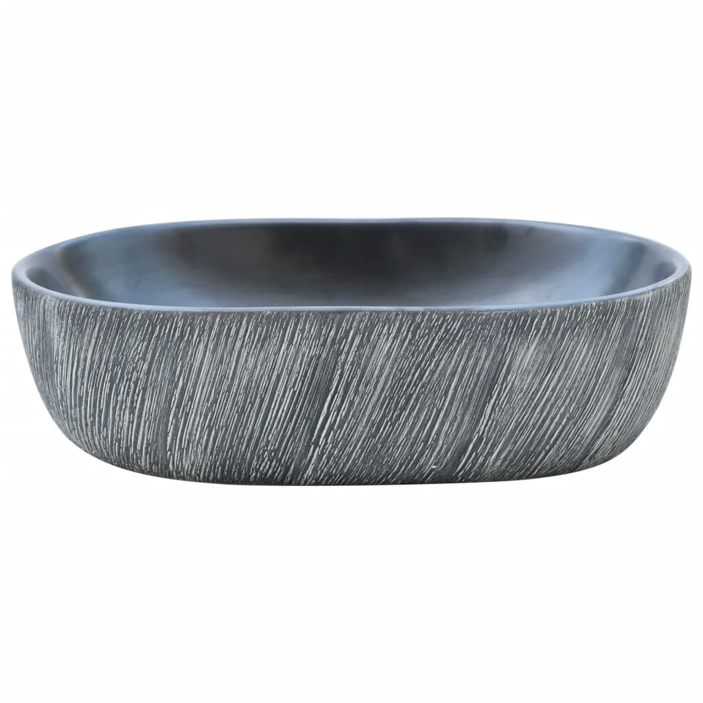 Baderomsvask Svart og Grå oval 47x33x13 cm keramikk