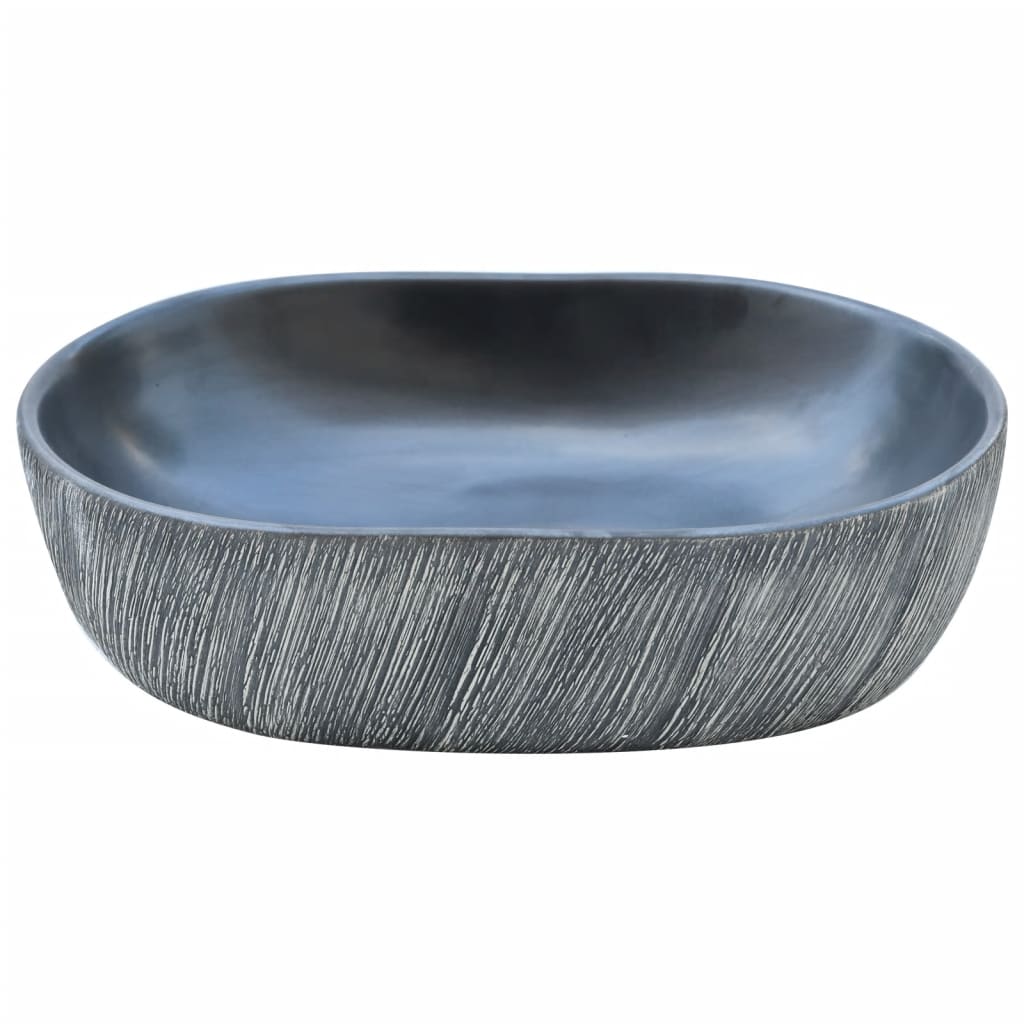 Baderomsvask Svart og Grå oval 47x33x13 cm keramikk