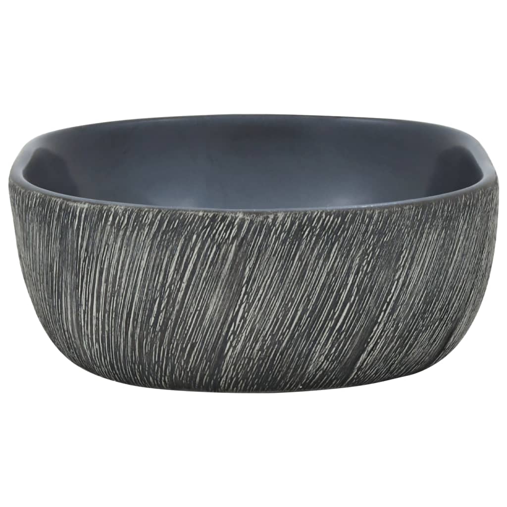 Baderomsvask Svart og Grå oval 47x33x13 cm keramikk