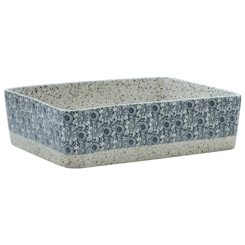 Baderomsvask Grå og blå rektangulær 46x35,5x13 cm keramikk