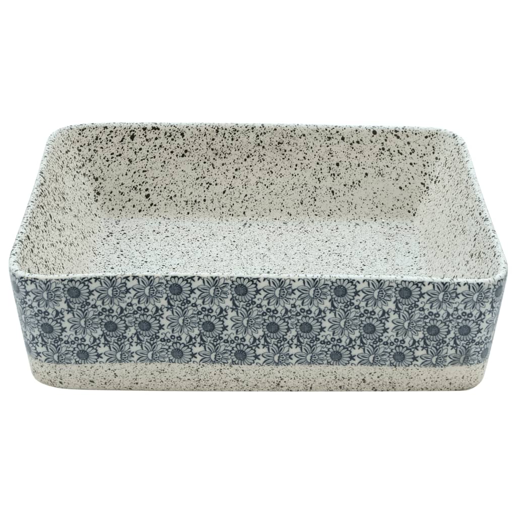 Baderomsvask Grå og blå rektangulær 46x35,5x13 cm keramikk