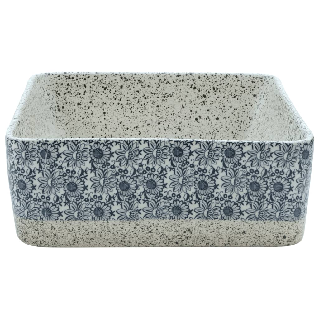 Baderomsvask Grå og blå rektangulær 46x35,5x13 cm keramikk
