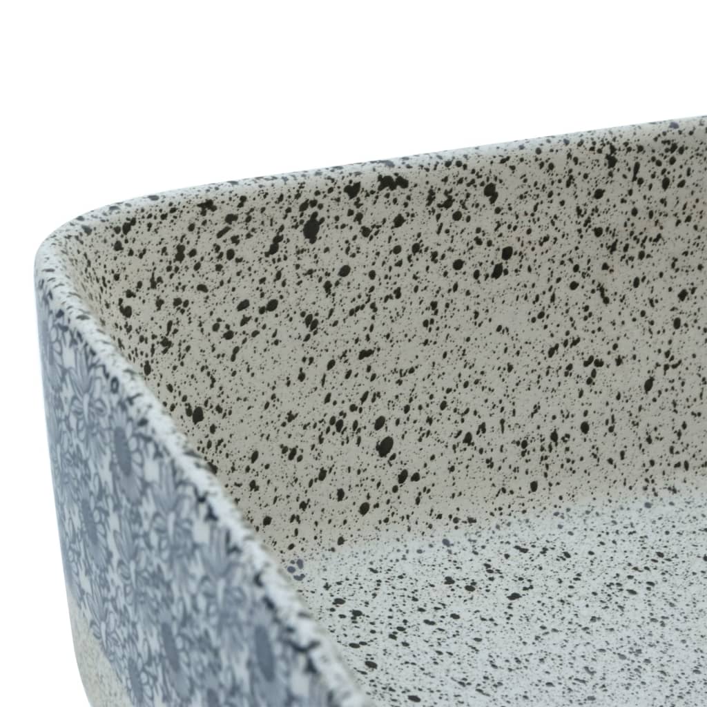 Baderomsvask Grå og blå rektangulær 46x35,5x13 cm keramikk
