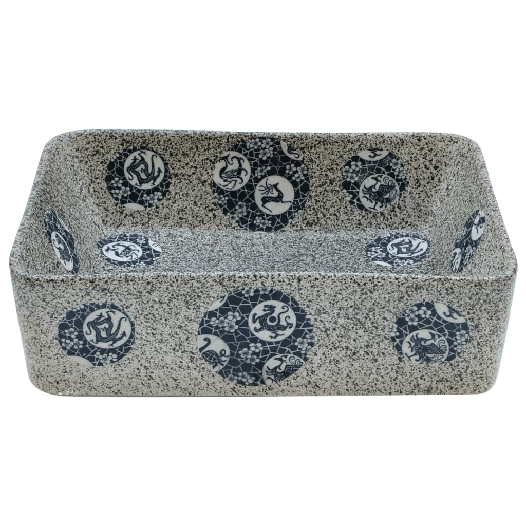 Baderomsvask flerfarget rektangulær 46x35,5x13 cm keramikk