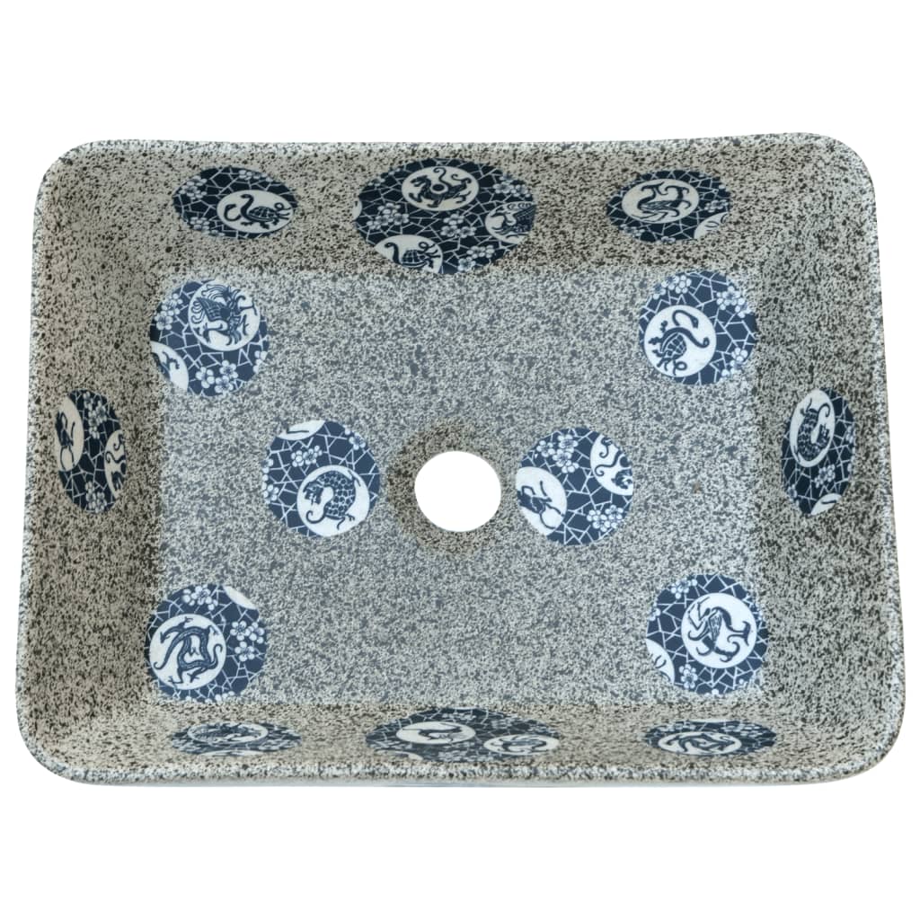 Baderomsvask flerfarget rektangulær 46x35,5x13 cm keramikk