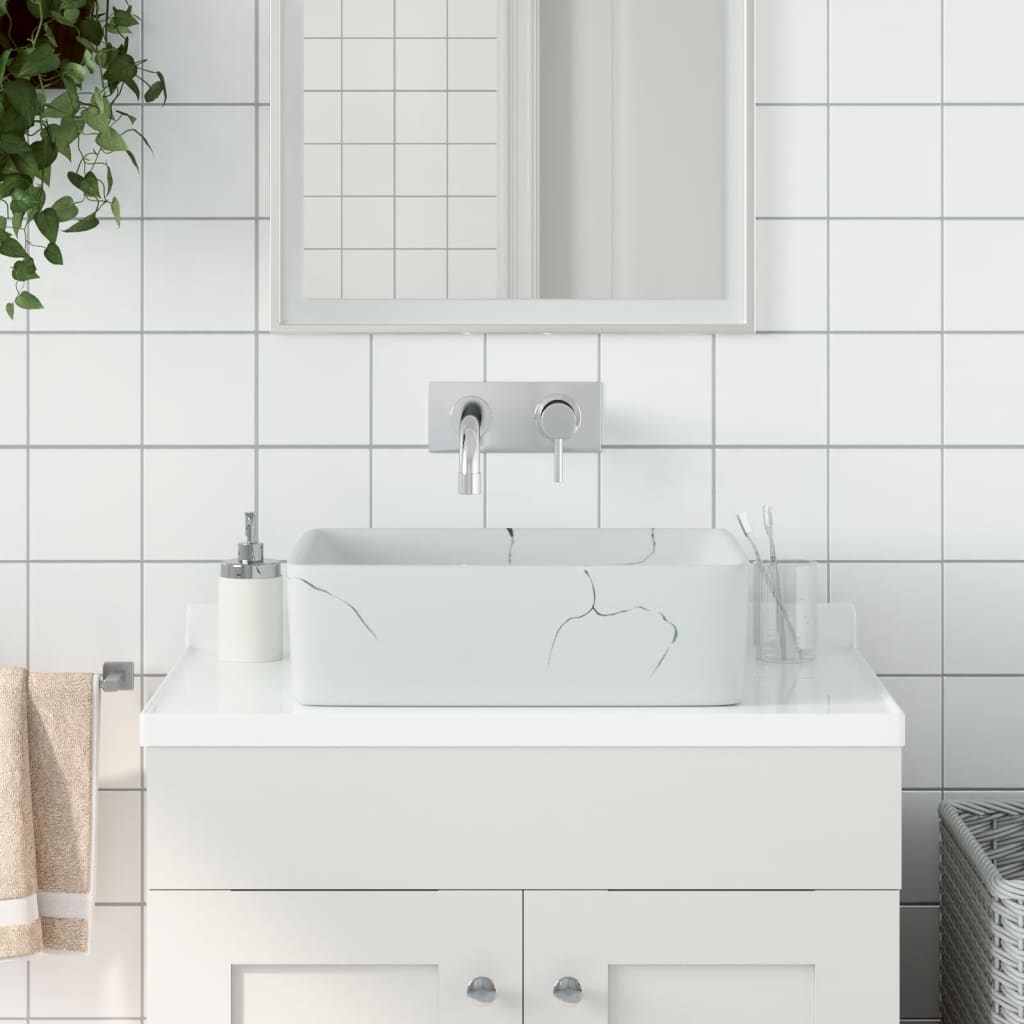 Baderomsvask Hvit rektangulær 46x35,5x13 cm keramikk