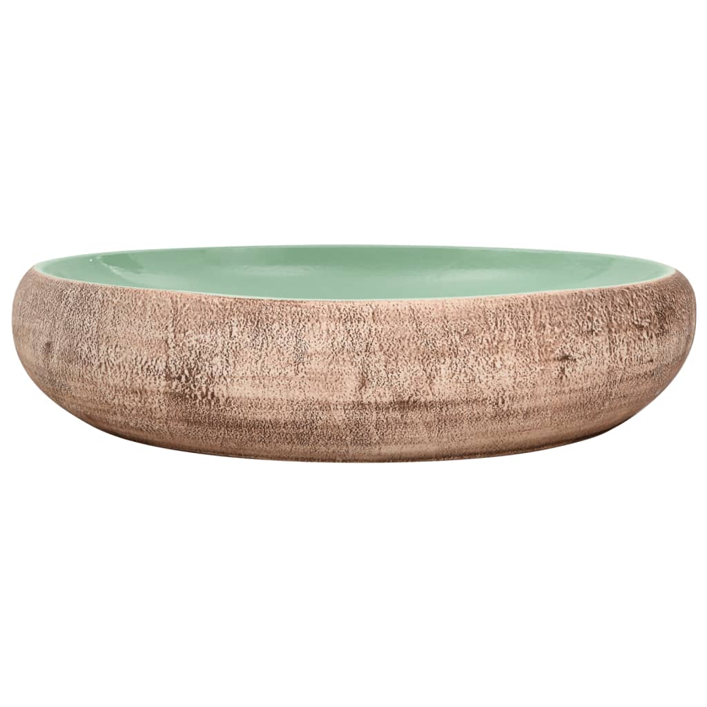 Baderomsvask grønn og Brun oval 59x40x15 cm keramikk