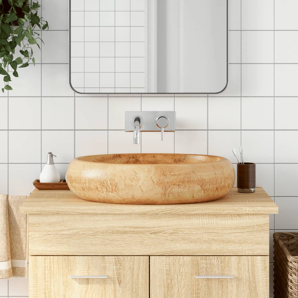 Baderomsvask Brun oval 59x40x15 cm keramikk
