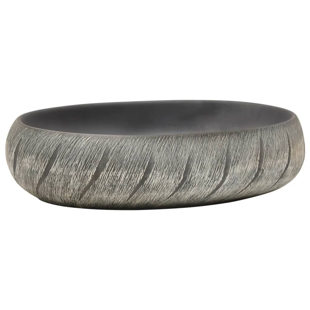 Baderomservant Svart og Grå oval 59x40x15 cm keramikk