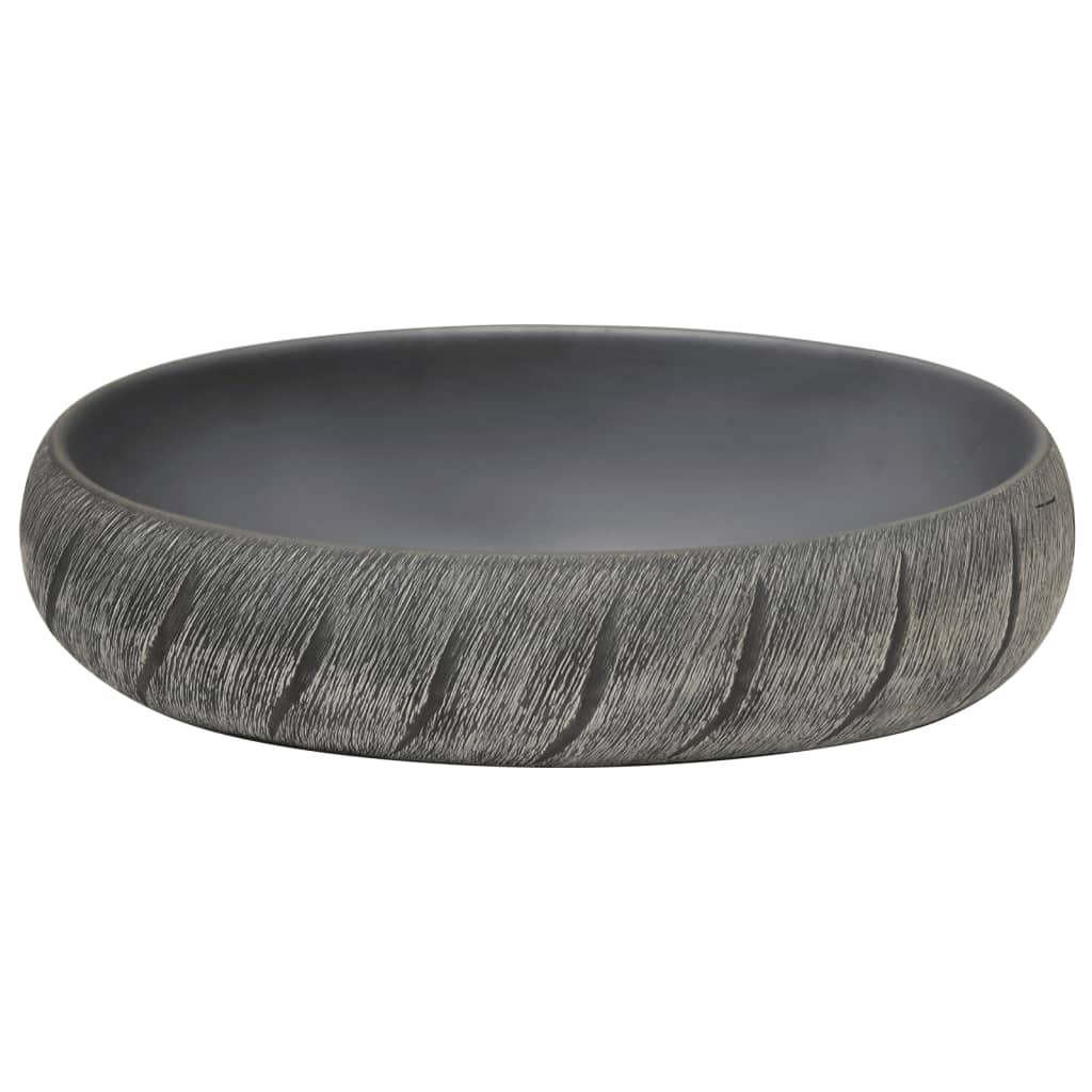 Baderomservant Svart og Grå oval 59x40x15 cm keramikk