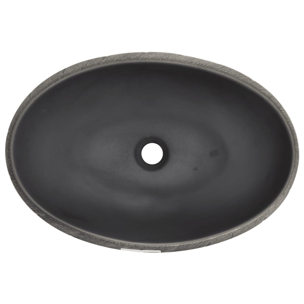 Baderomservant Svart og Grå oval 59x40x15 cm keramikk