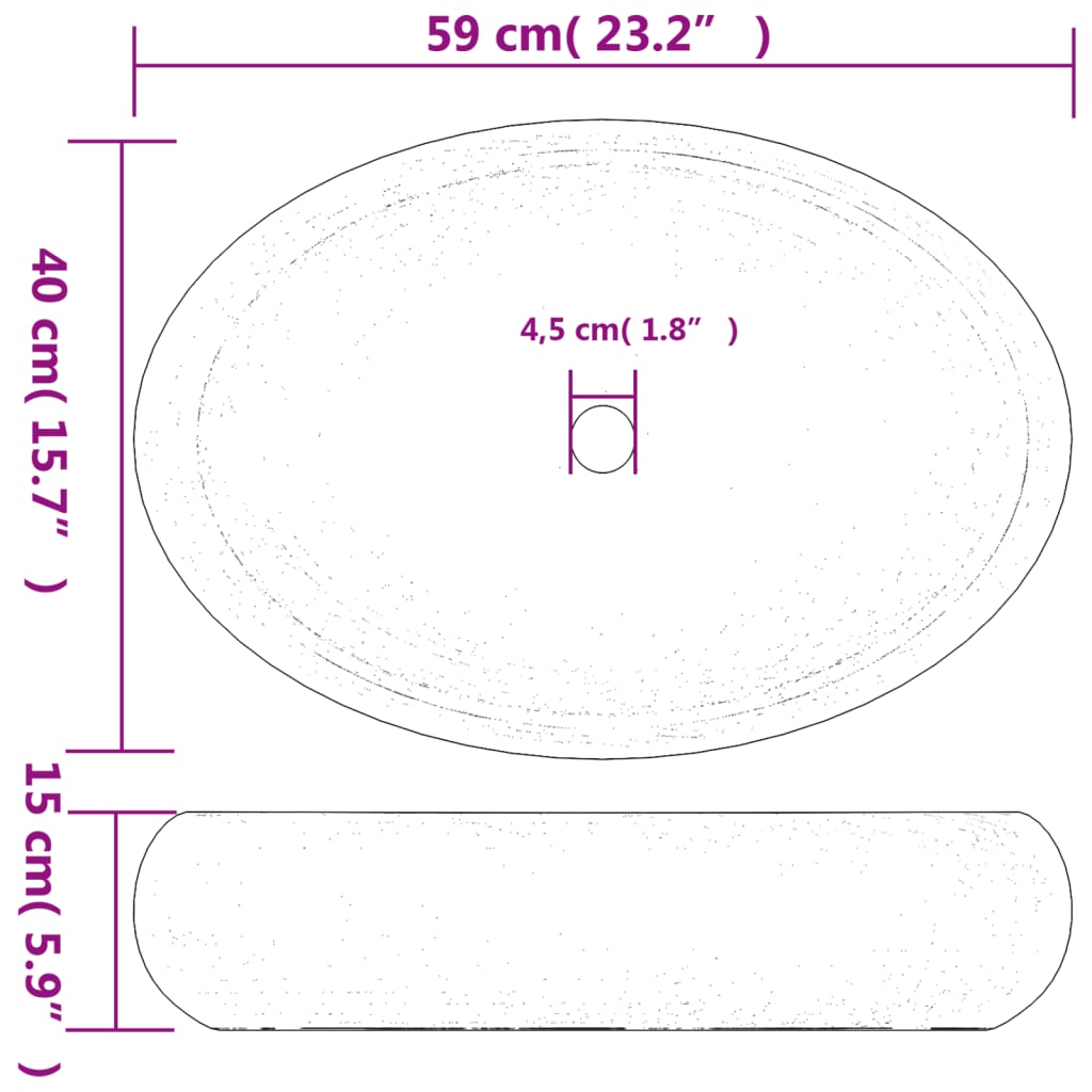 Baderomsvask Brun og blå oval 59x40x15 cm keramikk