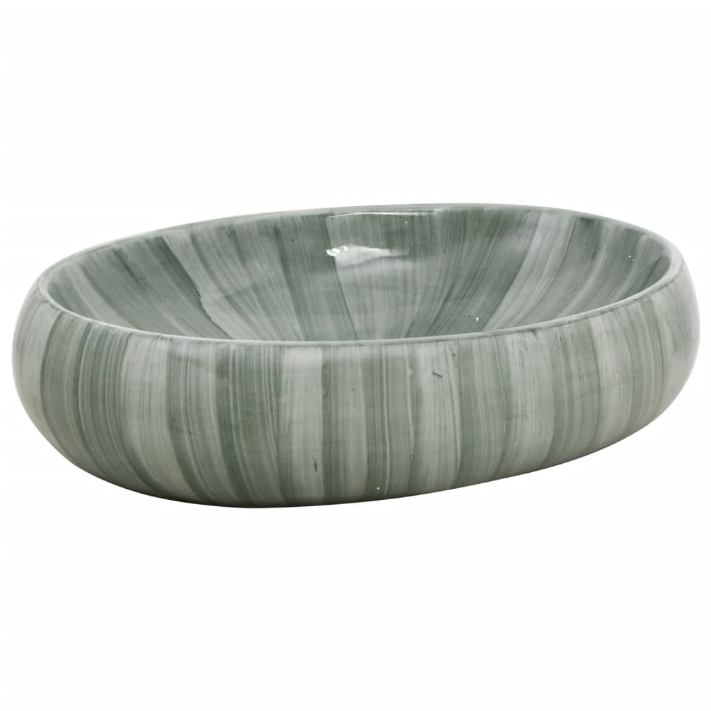 Baderomsvask grønn oval 59x40x15 cm keramikk