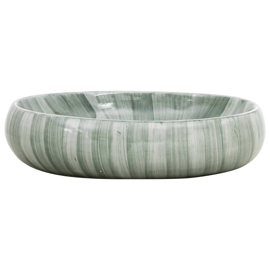 Baderomsvask grønn oval 59x40x15 cm keramikk