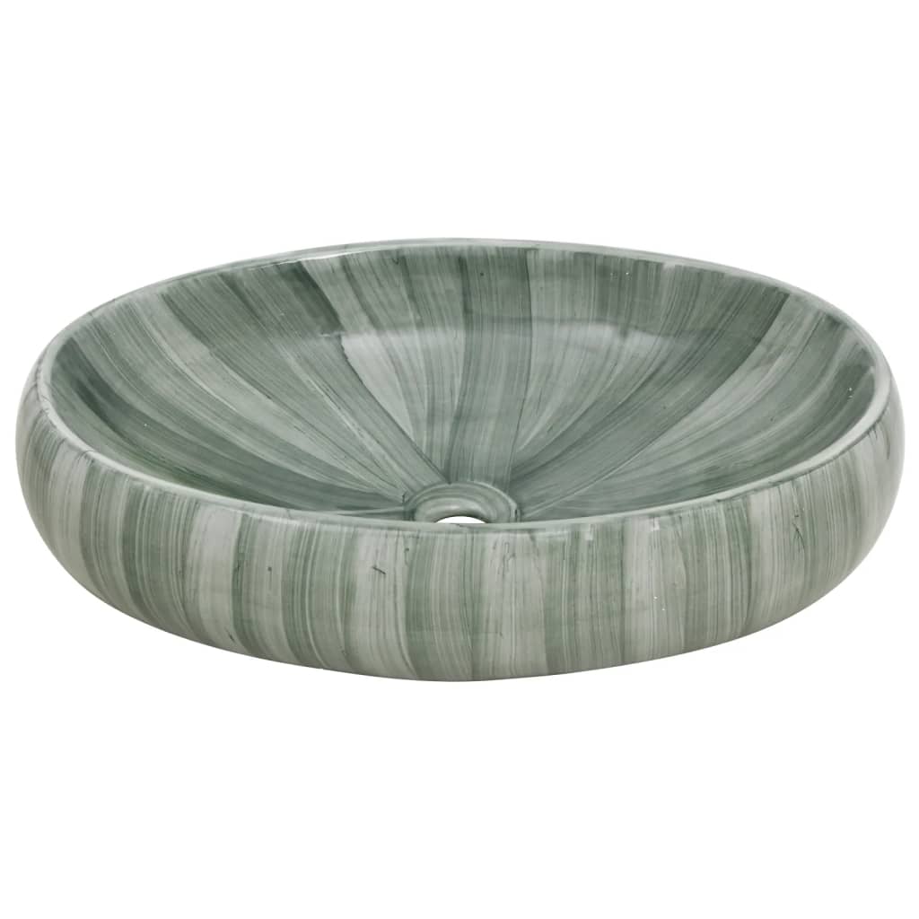 Baderomsvask grønn oval 59x40x15 cm keramikk