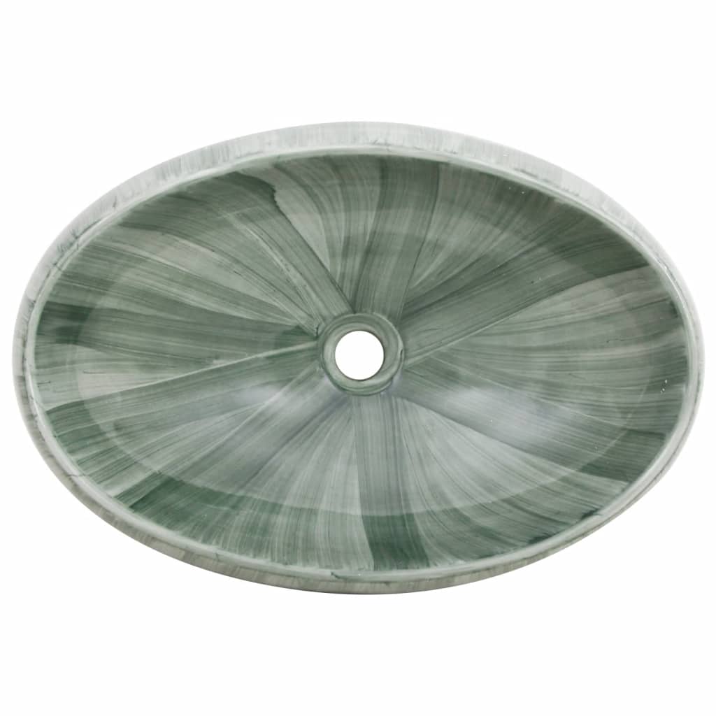 Baderomsvask grønn oval 59x40x15 cm keramikk
