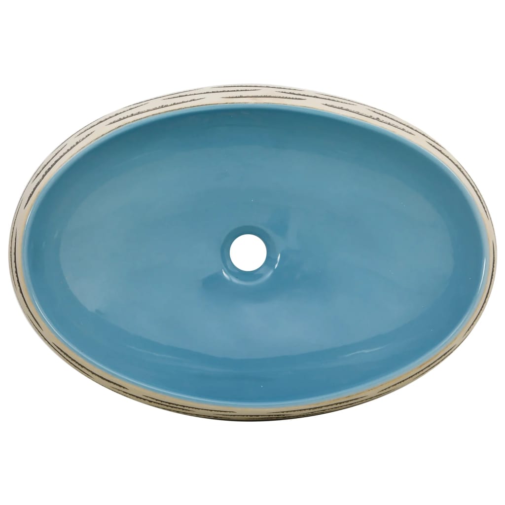 Baderomsvask flerfarget oval 59x40x15 cm keramikk
