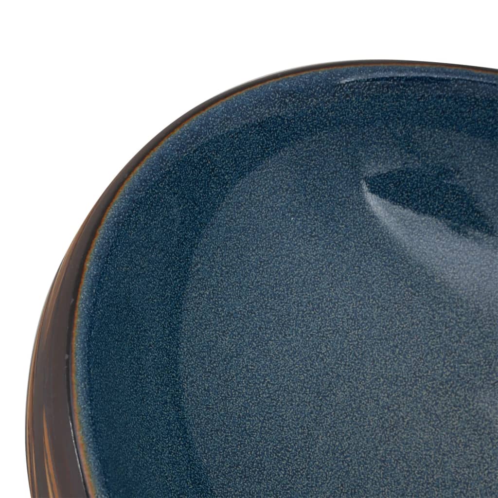 Baderomsvask Brun og blå oval 59x40x15 cm keramikk