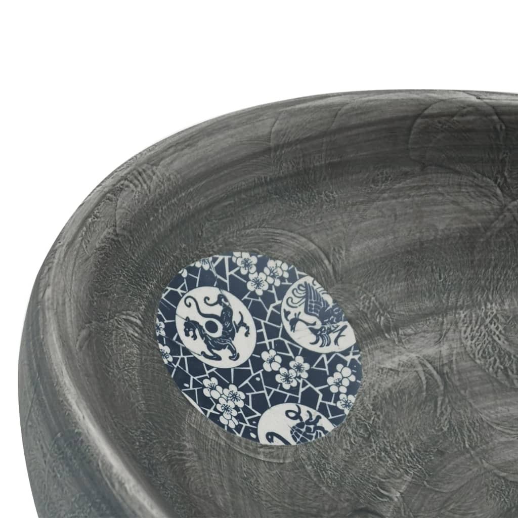 Baderomsvask Grå oval 59x40x15 cm keramikk