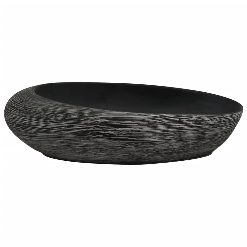 Baderomsvask Grå og Svart oval 59x40x14 cm keramikk