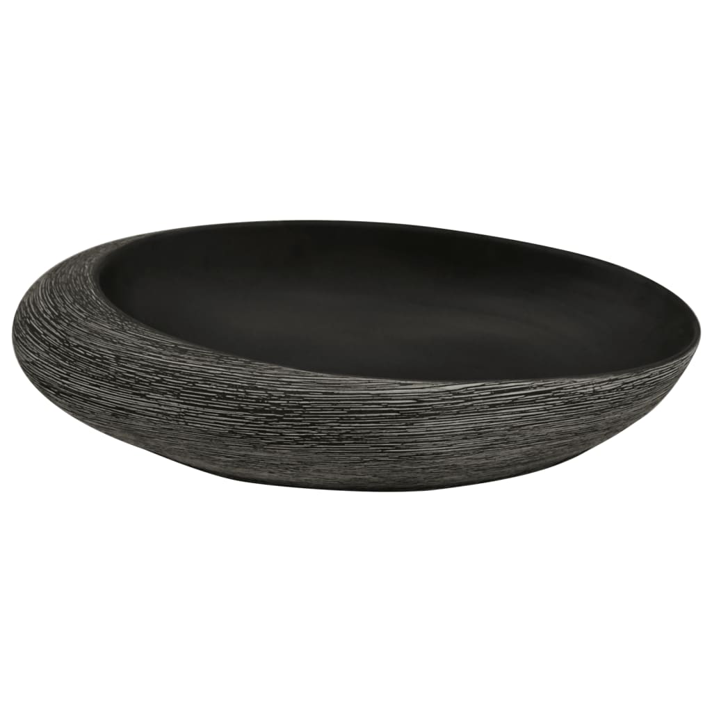 Baderomsvask Grå og Svart oval 59x40x14 cm keramikk