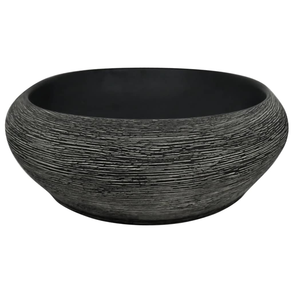 Baderomsvask Grå og Svart oval 59x40x14 cm keramikk