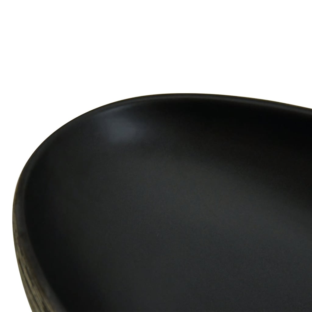 Baderomsvask Grå og Svart oval 59x40x14 cm keramikk
