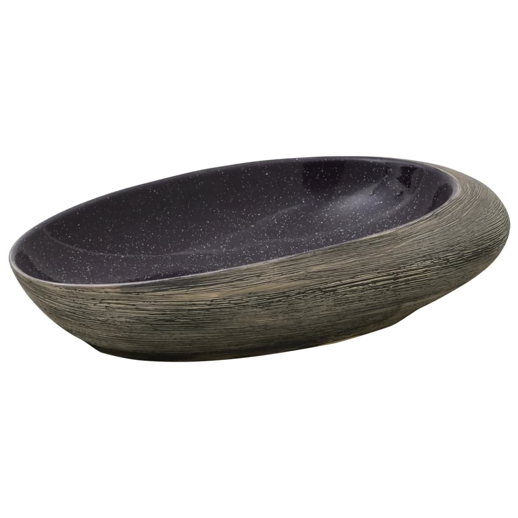 Baderomsvask lilla og Grå oval 59x40x14 cm keramikk