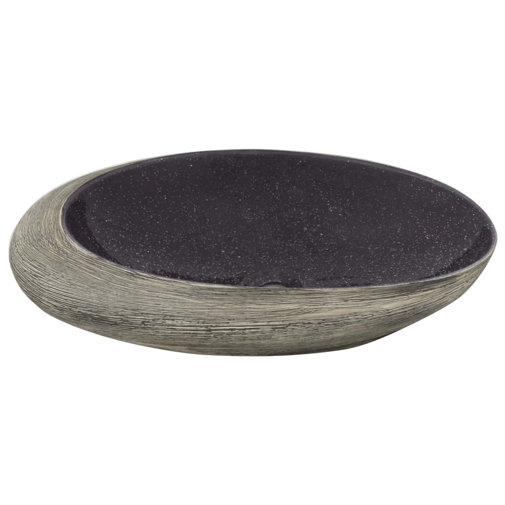 Baderomsvask lilla og Grå oval 59x40x14 cm keramikk