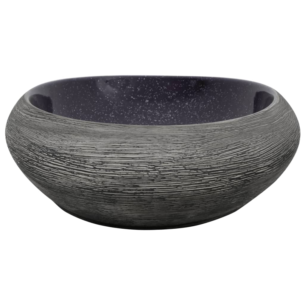 Baderomsvask lilla og Grå oval 59x40x14 cm keramikk