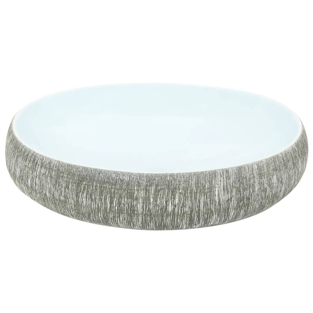 Baderomsvask Grå og blå oval 59x40x15 cm keramikk