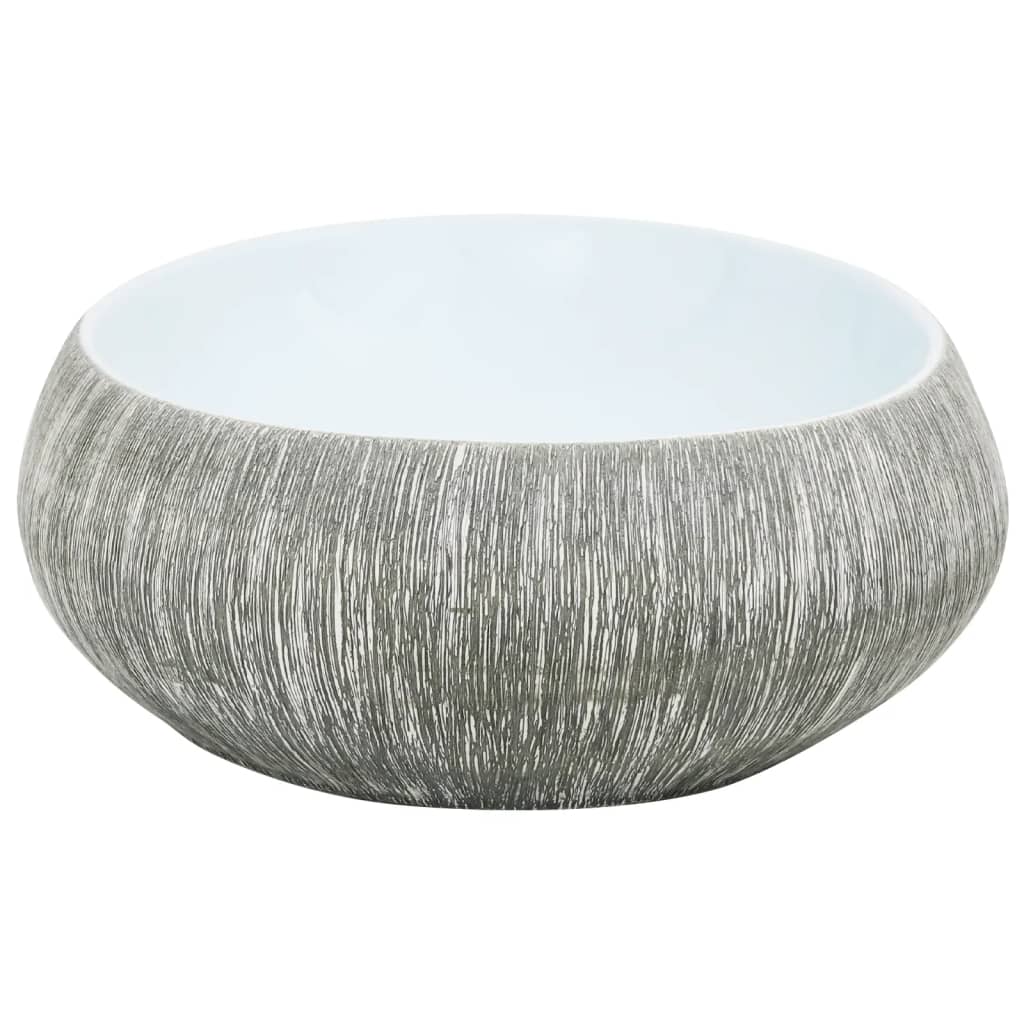 Baderomsvask Grå og blå oval 59x40x15 cm keramikk