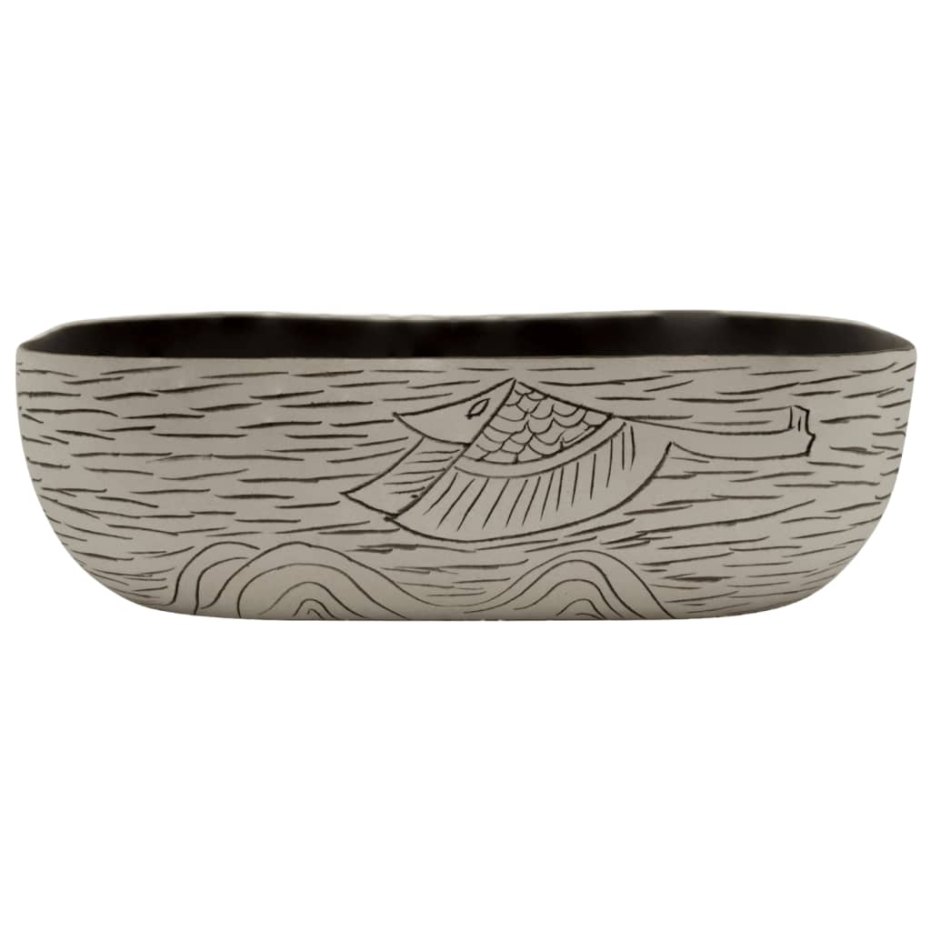 Baderomsvask Grå og Svart rektangulær 48x37,5x13,5 cm keramikk