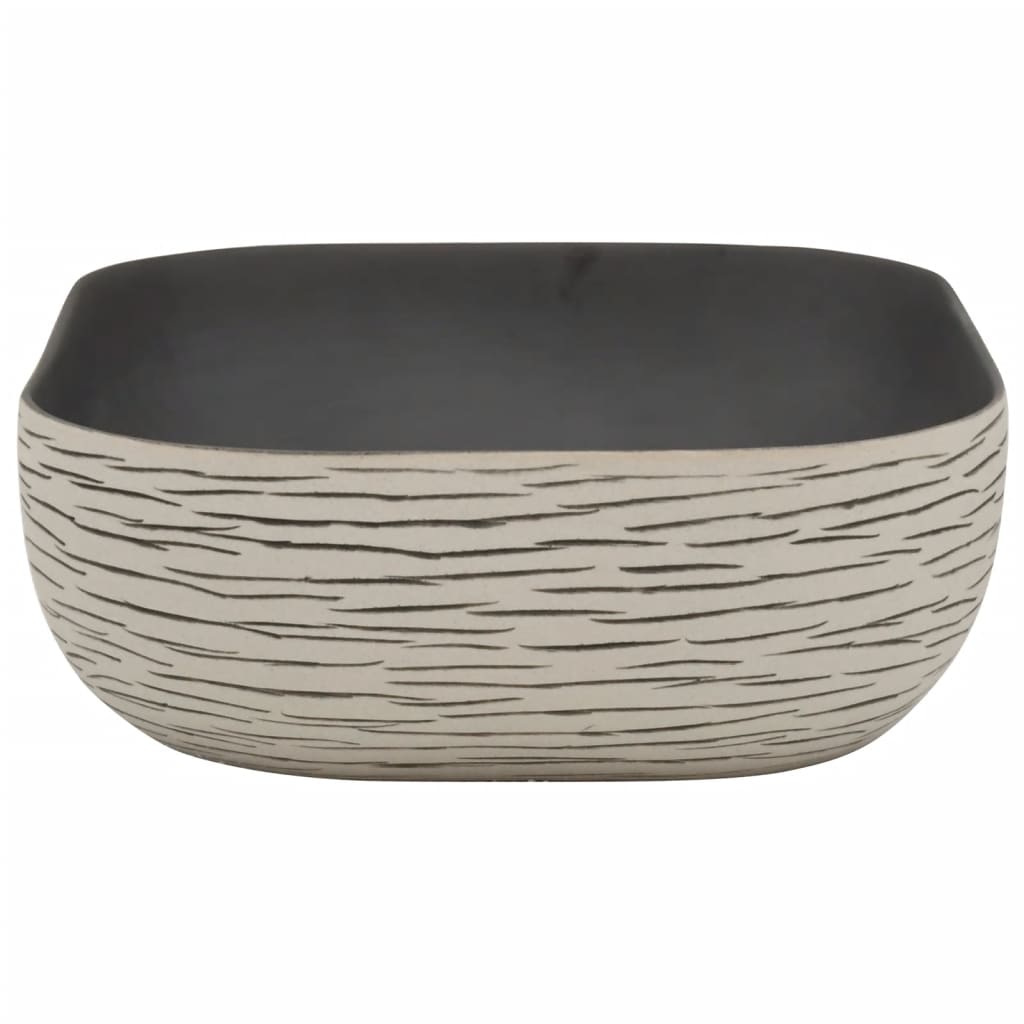 Baderomsvask Grå og Svart rektangulær 48x37,5x13,5 cm keramikk